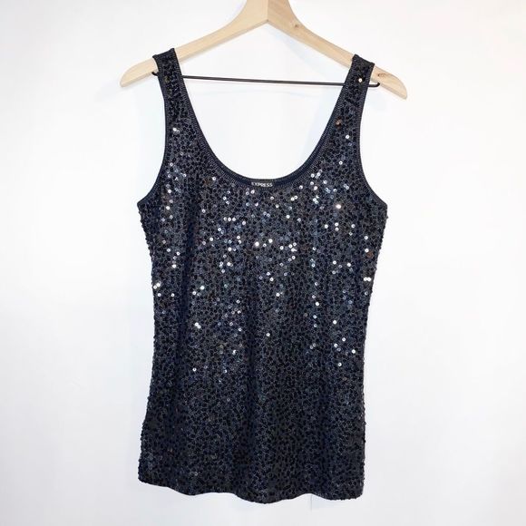 Express Black Sequin Women's Top - Picture 2 of 9